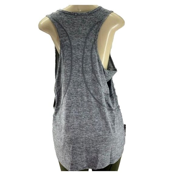 Reebok Plus 1X Logo Gray Heather Scoop Neckline Seam Detail Racerback Tank Top - Picture 4 of 6